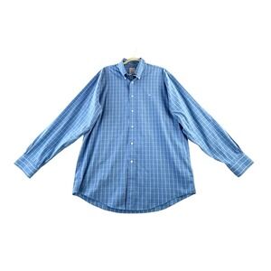 Brooks Brothers Mens Madison Blue Check Long Sleeve Button Down Logo Shirt LGE